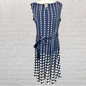 Haani- Navy/White Polkadot Sleeveless Princess Cut Dress- Size L